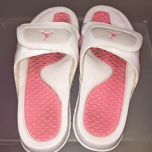Youth White/Pink Jordan Slides
